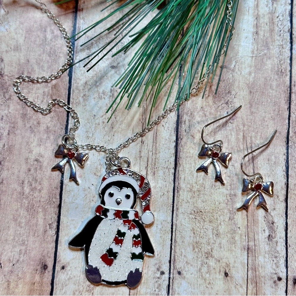 Penguin Necklace & Earring Set